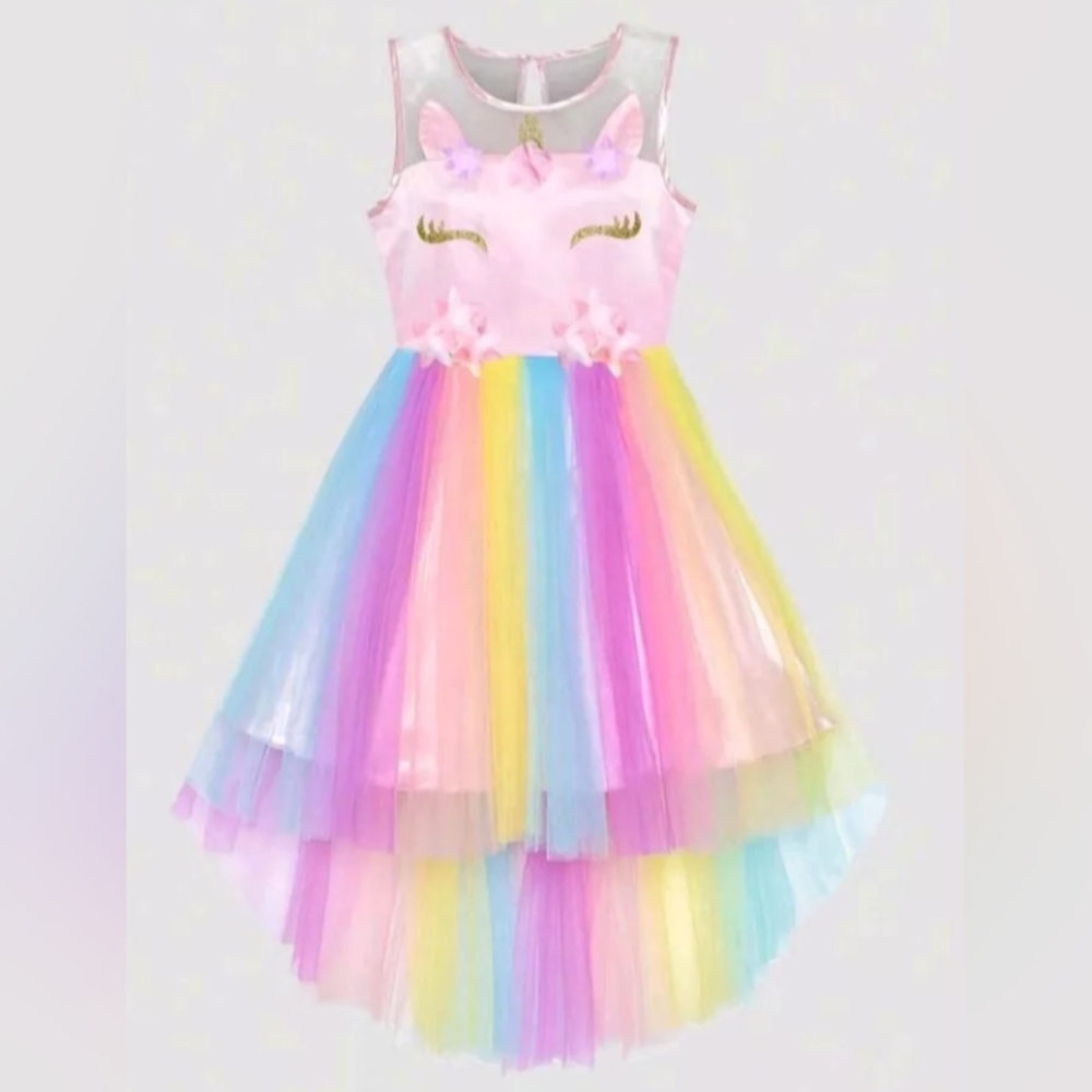 Toddler unicorn colorful tulle formal dress